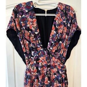 Free People Fitting In Floral Dress XS Deep V Fit & Flare Knee